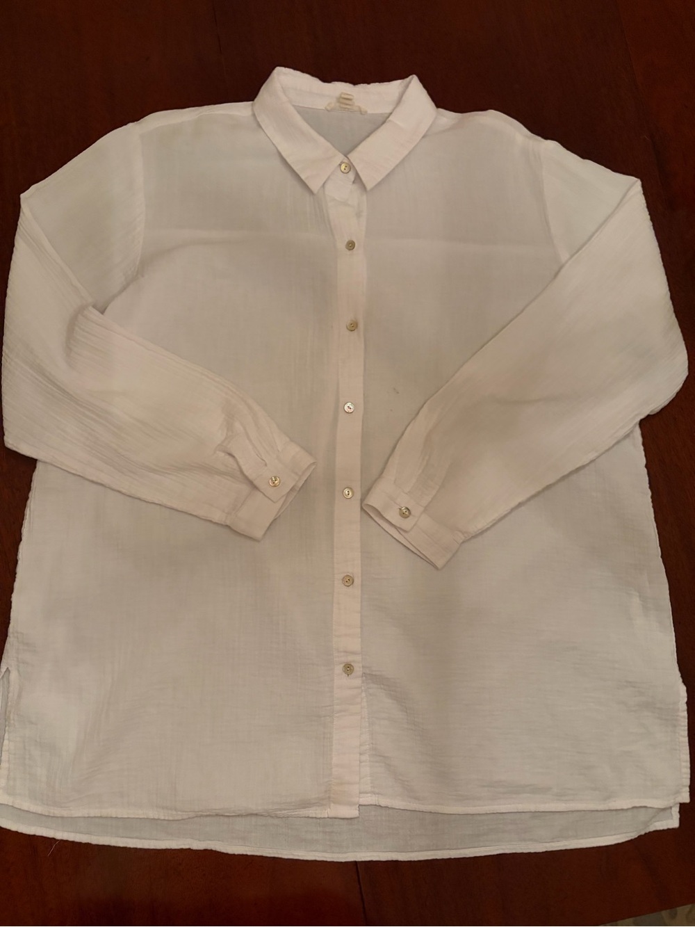 Eileen Fisher Lightweight White Button-Down Shirt